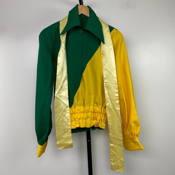Vintage 70s Green & Yellow Marching Band Uniform Jacket 100% Polyester